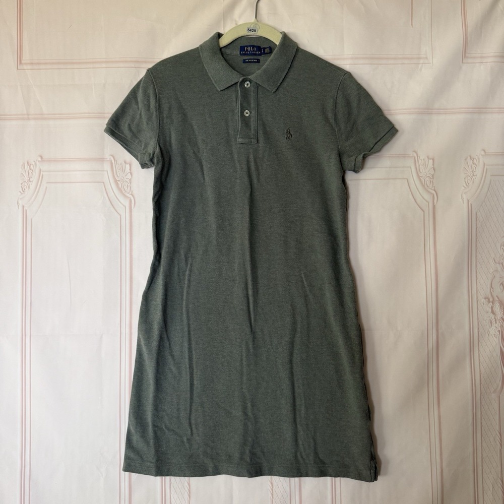 Ralph Lauren The Mesh Mini Polo Dress Women's Size S Olive Green Pony Preppy